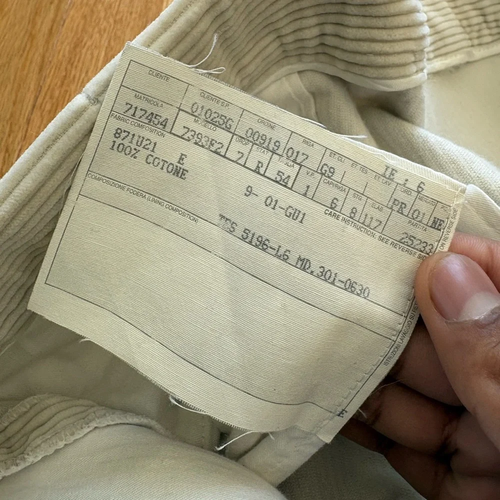 Gucci Off White Ivory Cotton Corduroy Pants Made in Italy Preppy Retro 54 38x32